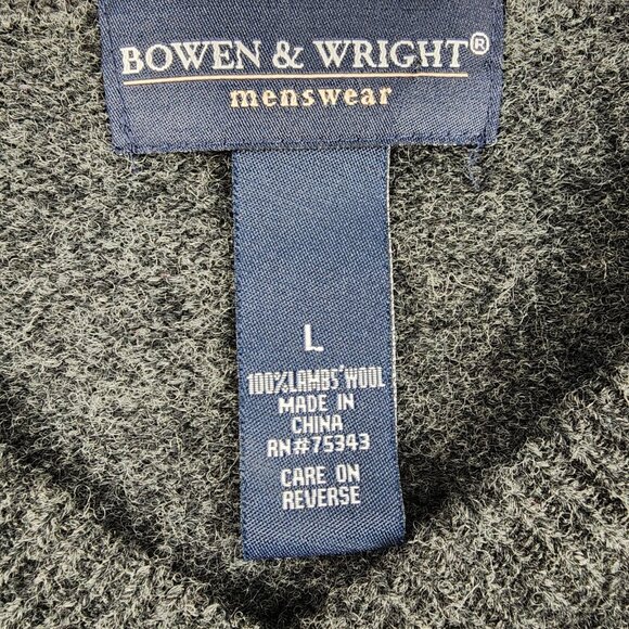 Bowen & Wright Sweater Mens Large 100% Lambs Wool Multicolor Argyle V-Neck - Picture 3 of 6
